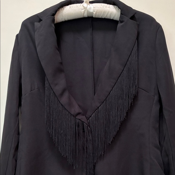 NEW Elegant Black Fringed Women's Jacket small - Picture 7 of 9